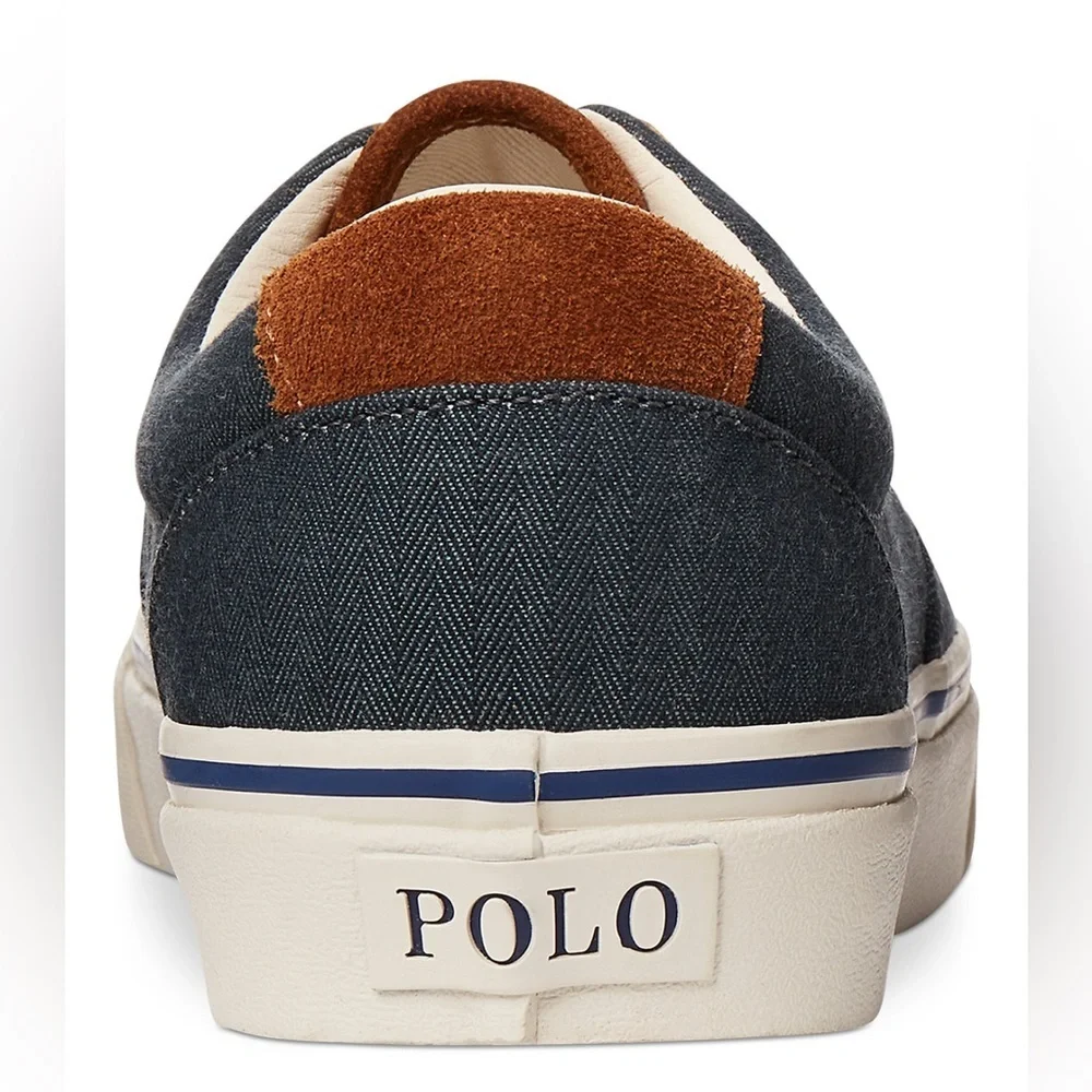 Polo Ralph Lauren Keaton Suede Trim Herringbone Sneakers- Size 8.5